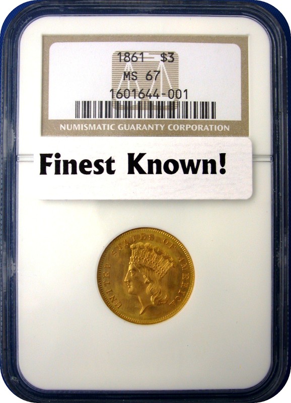 Don Ketterling has handled many finest-known coins over the course of his career, including this rare $3 gold coin from 1861.