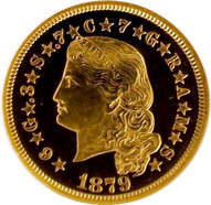 An 1879 $4 Stella gold piece graded PF67+ Ultra Cameo - another extremely rare coin Don Ketterling has handled.