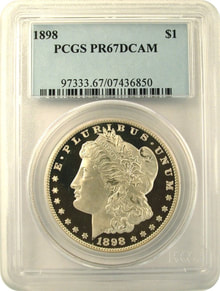 1898 Silver Dollar graded PR67 Deep Cameo by PCGS.