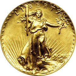 Extremely rare, valuable $20 Saint Gaudens gold piece handled by Don Ketterling.